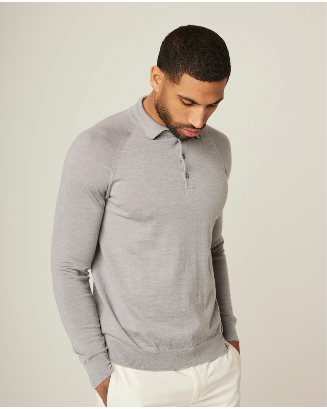 Long Sleeve Wool Polo Shirt