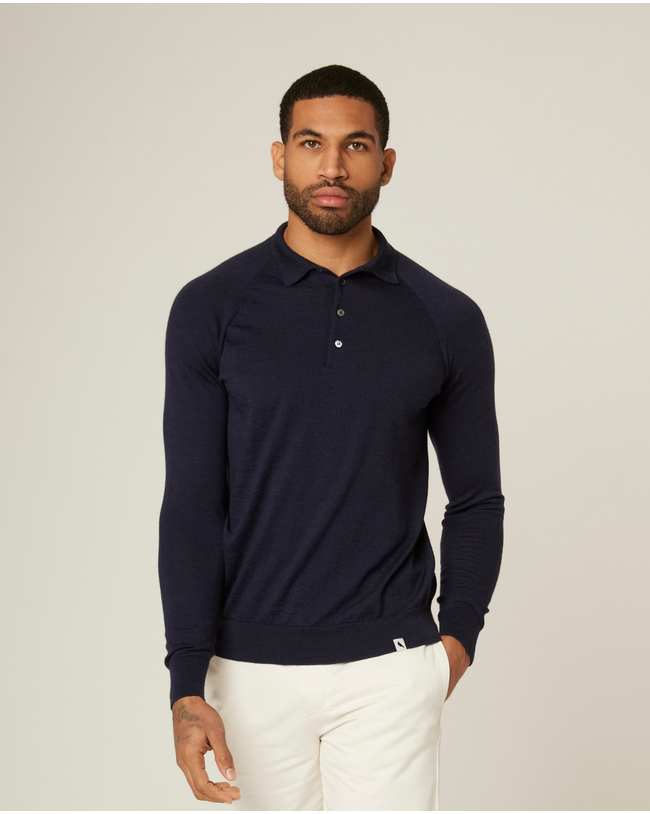 Long Sleeve Wool Polo Shirt