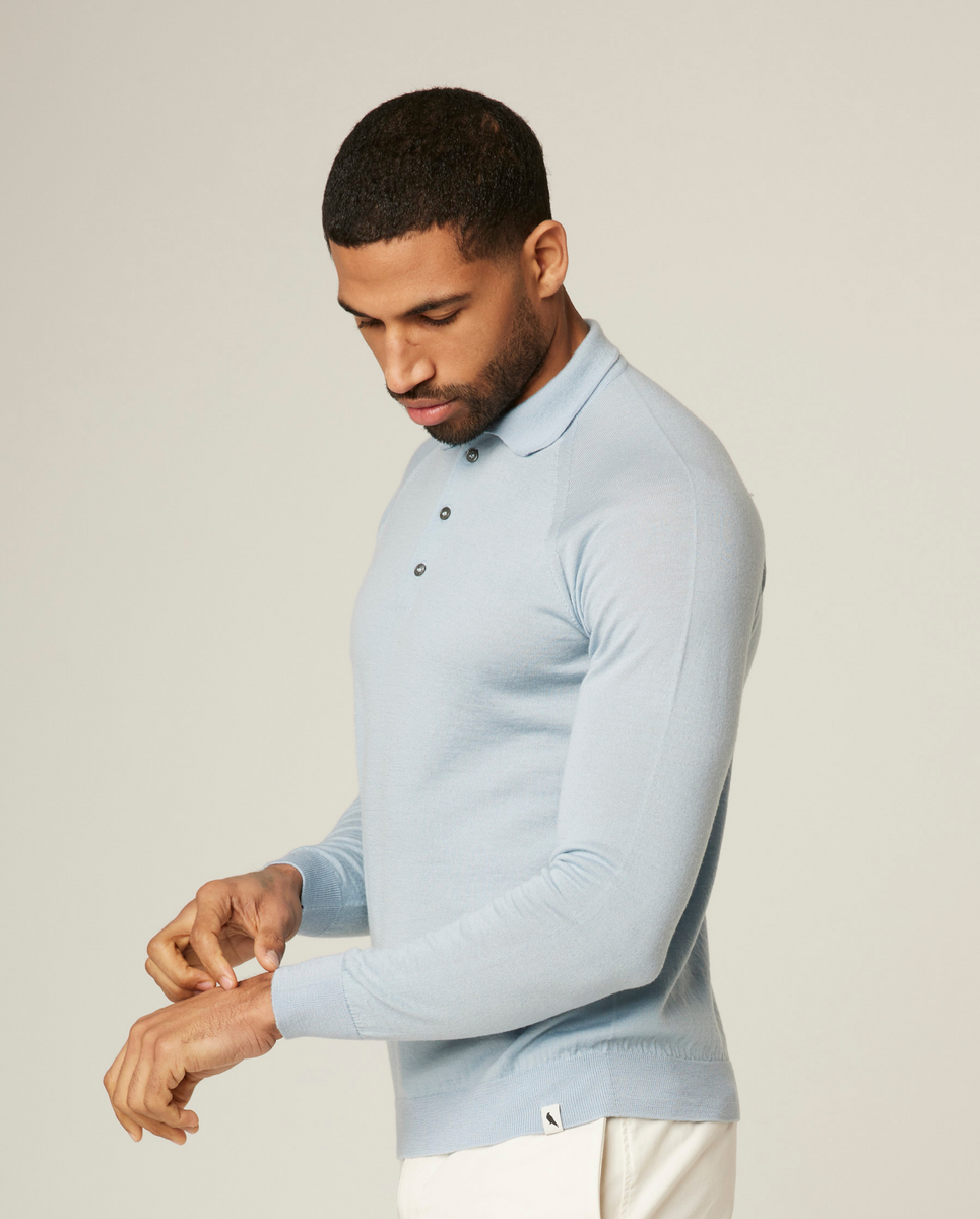 Long Sleeve Wool Polo Shirt