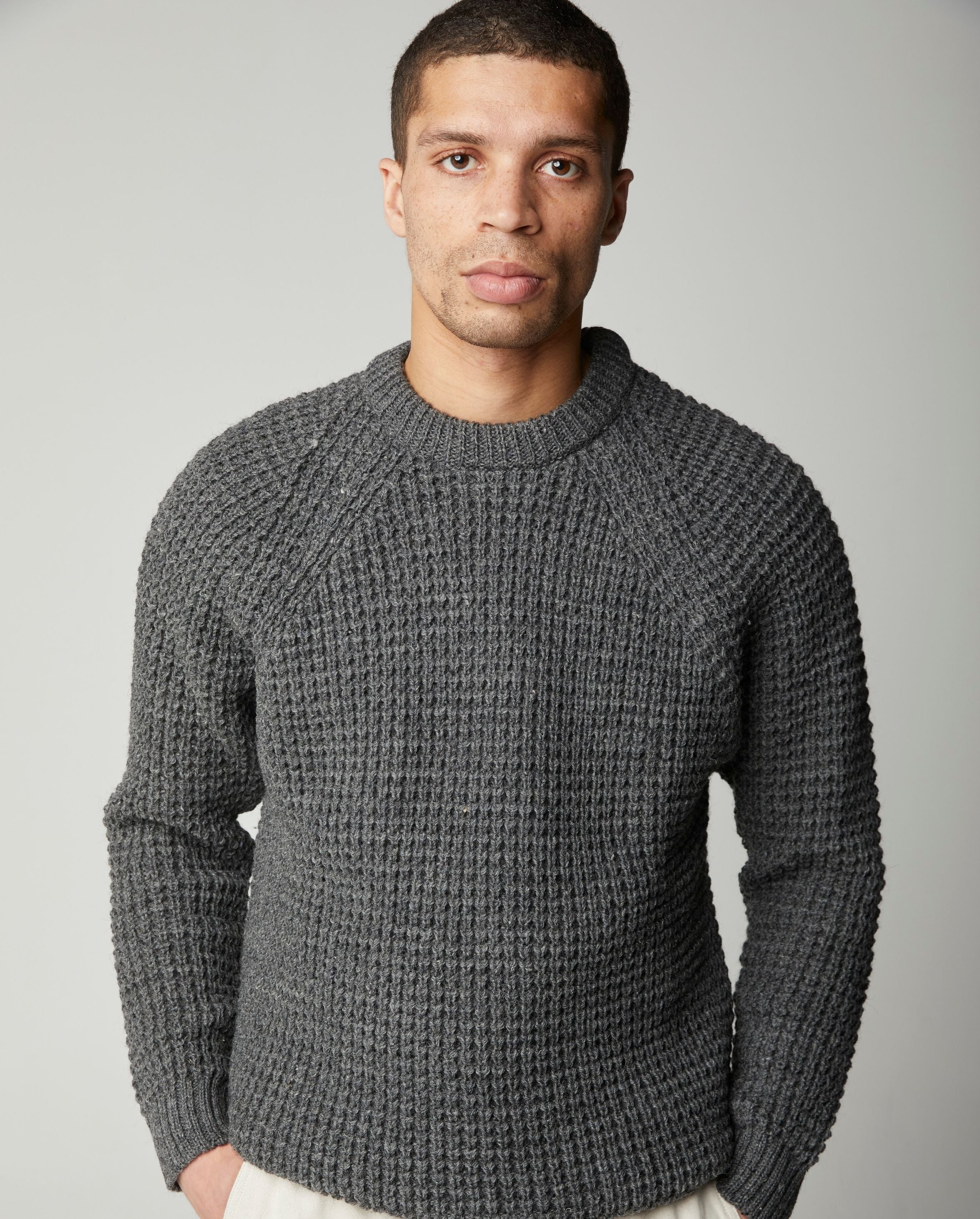 Peregrine waffle shop crew neck jumper