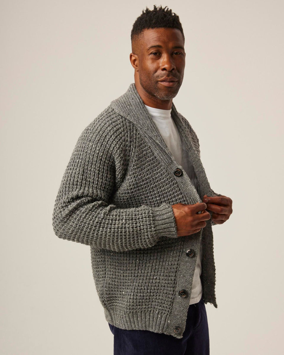 Men's waffle knit cardigan hotsell